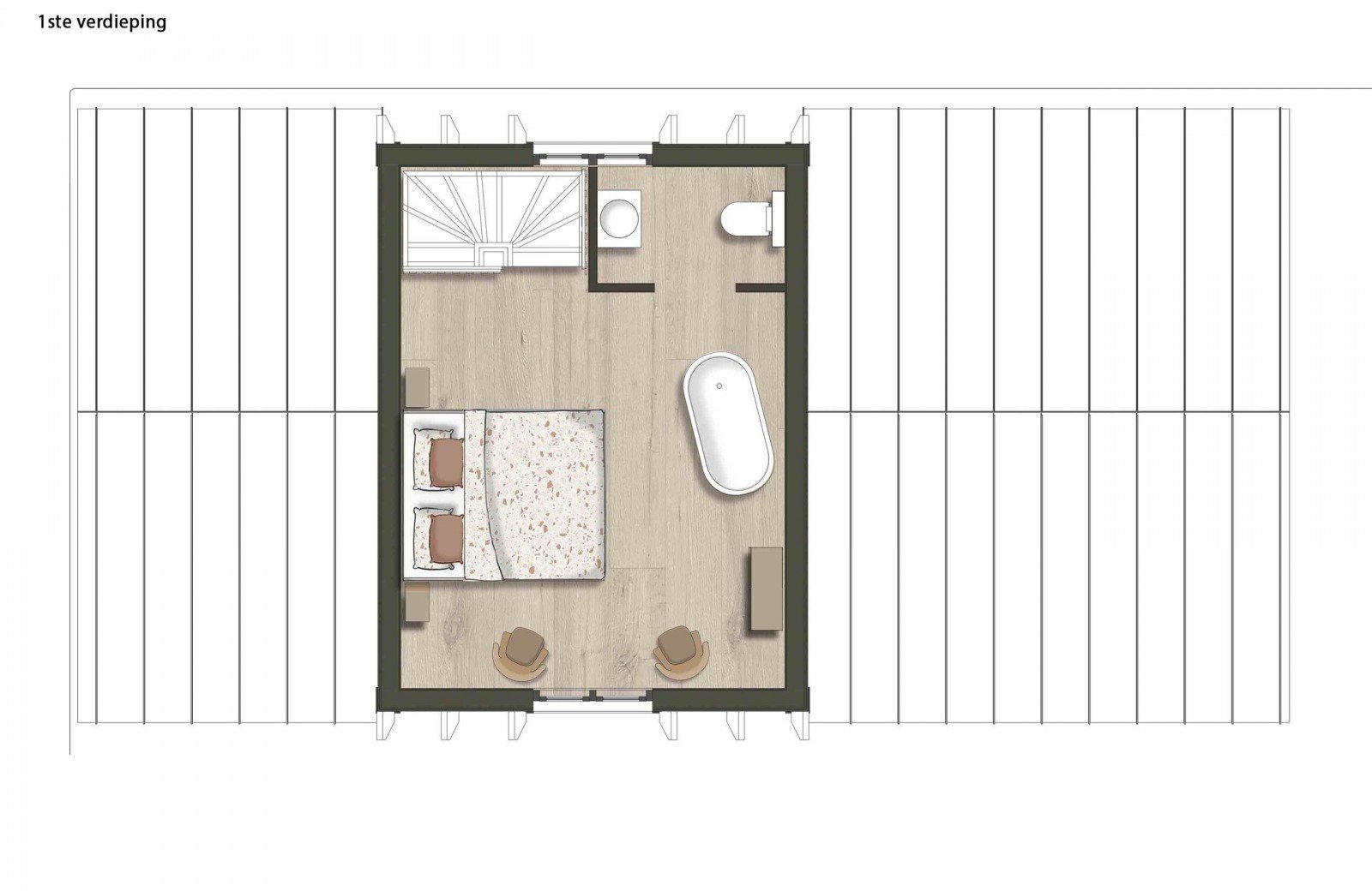 1e verdieping de schouw plattegrond familie resort molenwaard