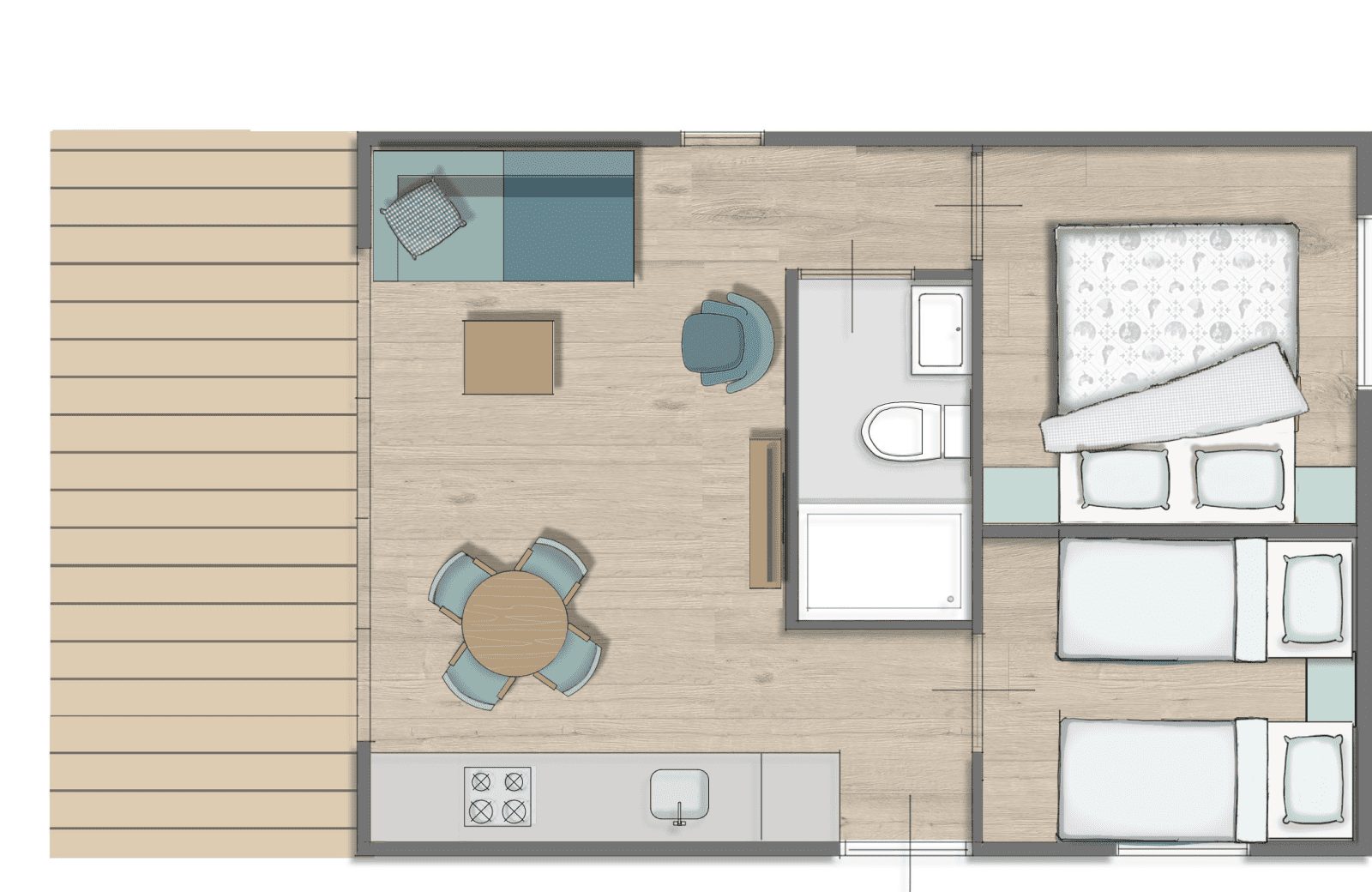 Kinderdijk Cottage 4 personen plattegrond familie resort molenwaard