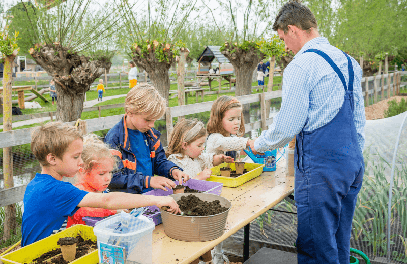 Moestuintje onderhouden bij avonturenboerderij molenwaard